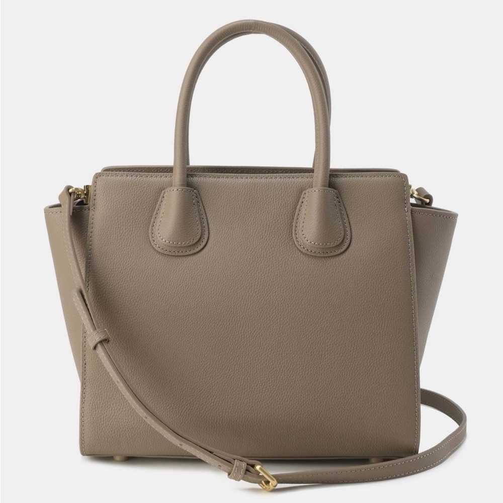 Moncrief Elegant Taupe Italian Leather Handbag, Shoulder Strap, London Designer - Picture 2 of 15